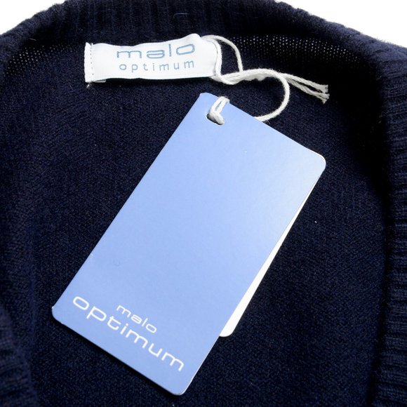 Malo Optimum Men's Navy Blue Wool Cashmere V-Neck Pullover Sweater - Picture 5 of 5